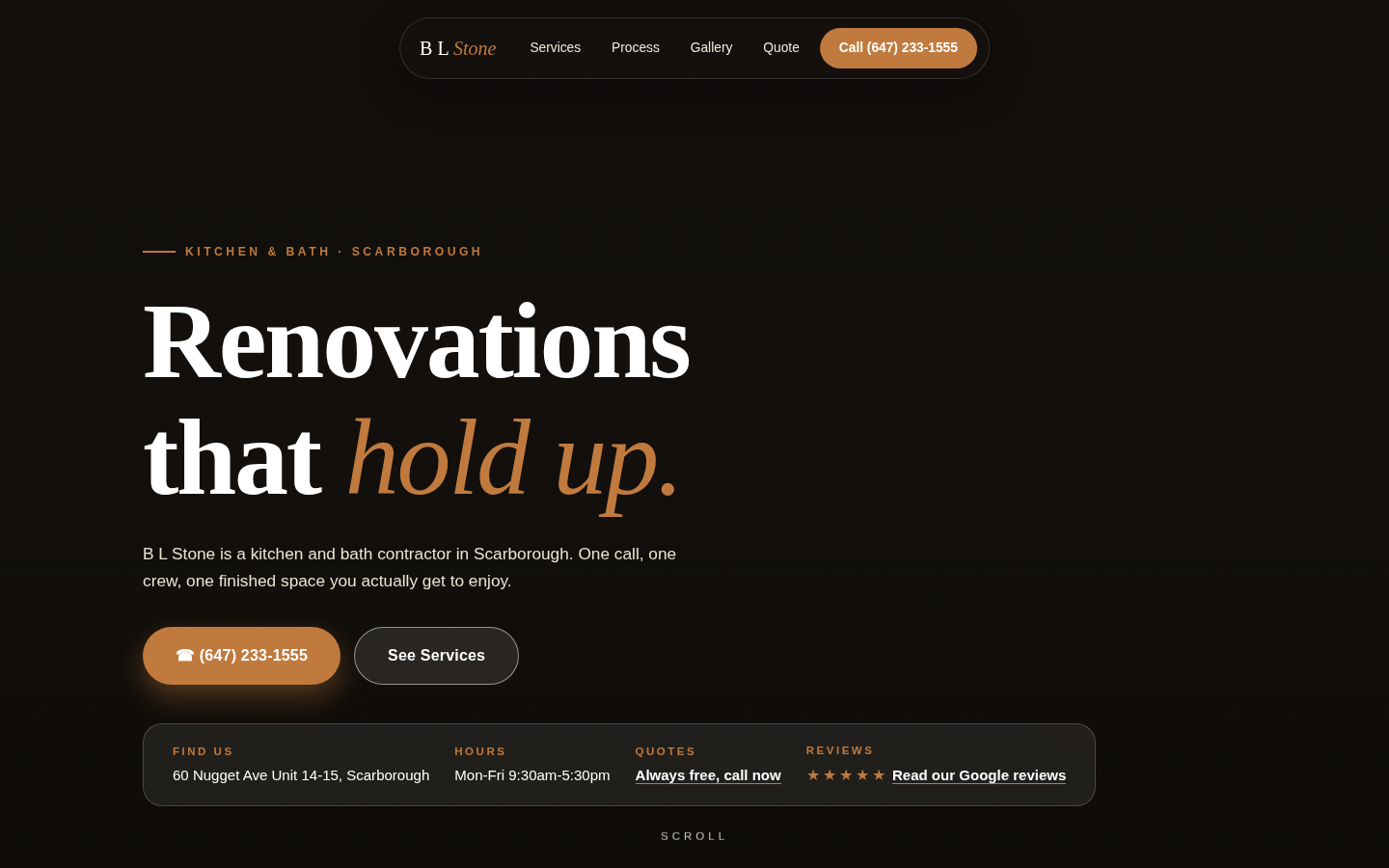 B L Stone website mockup